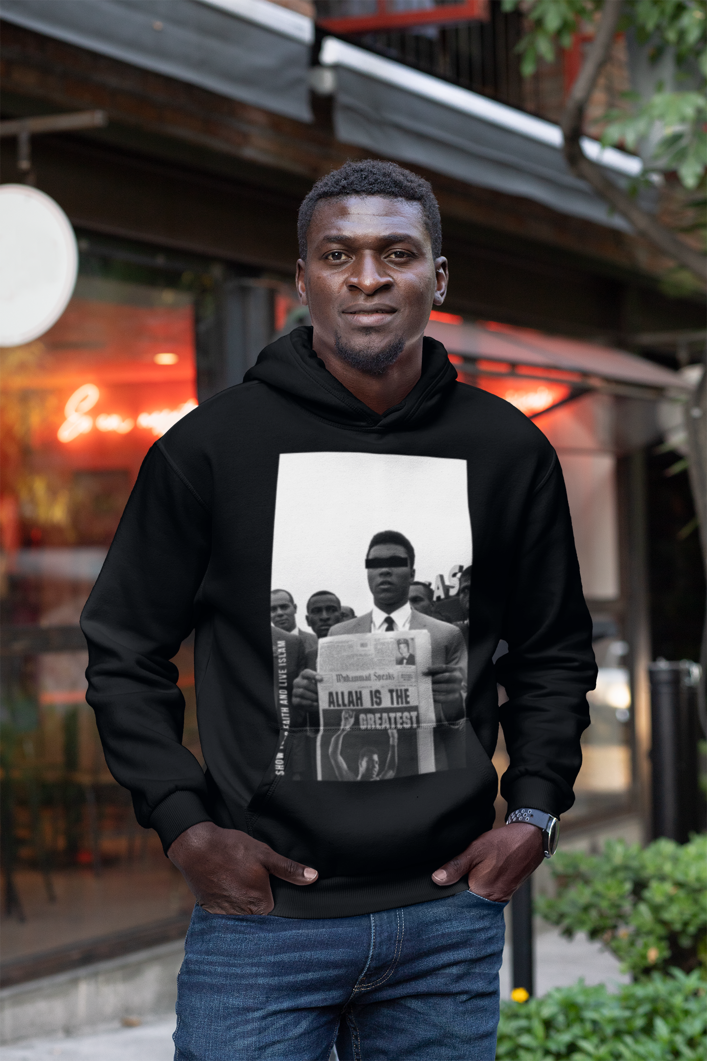 Muhammed Ali Premium Hoodie - Mit Taschendruck